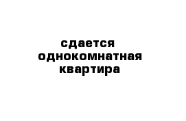 сдается  однокомнатная квартира